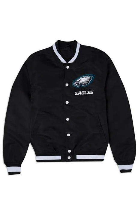 Philadelphia Eagles Black Logo Varsity Jacket - Versatile Jackets