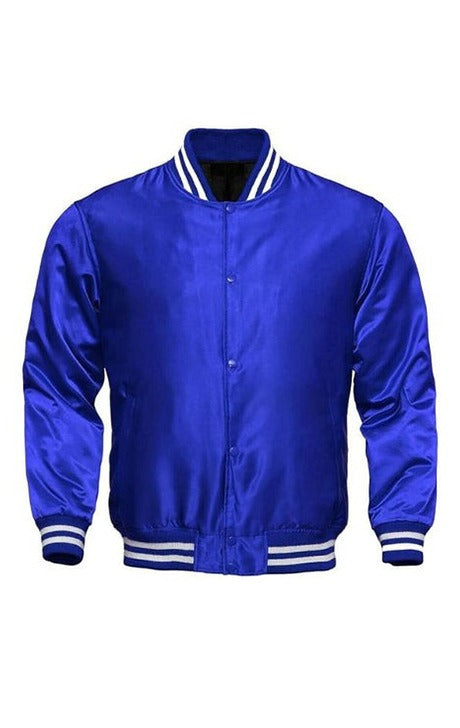 ROYAL BLUE SILK VARSITY JACKET