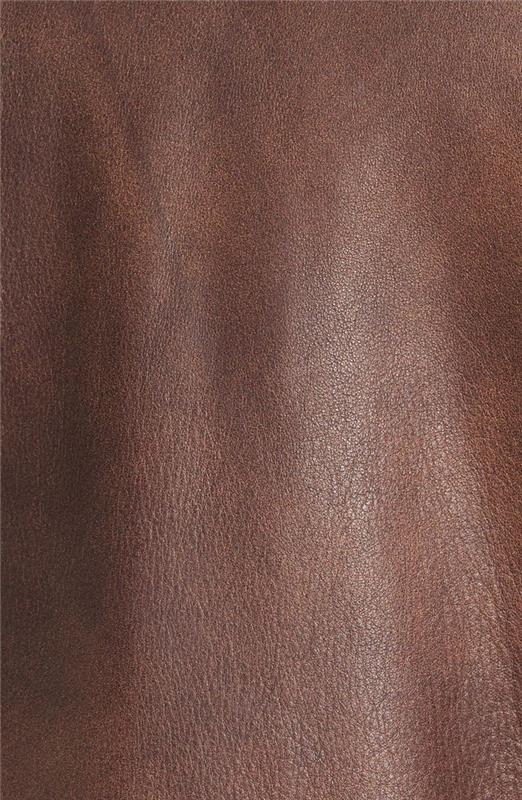  Brown Leather Bomber Jacket with Shearling Collar