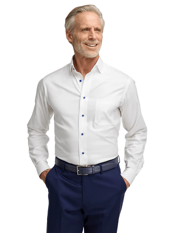 Wrinkle-Free Herringbone Dress Shirt 