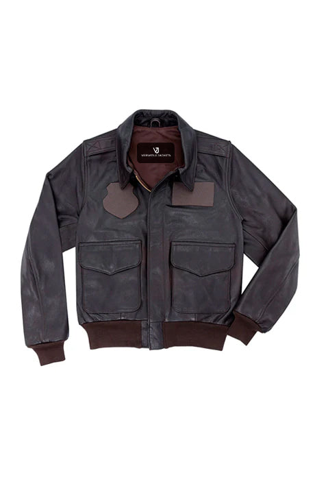 Women's Modern U.S.A.F. A-2 Leather Jacket with Velcro Patches