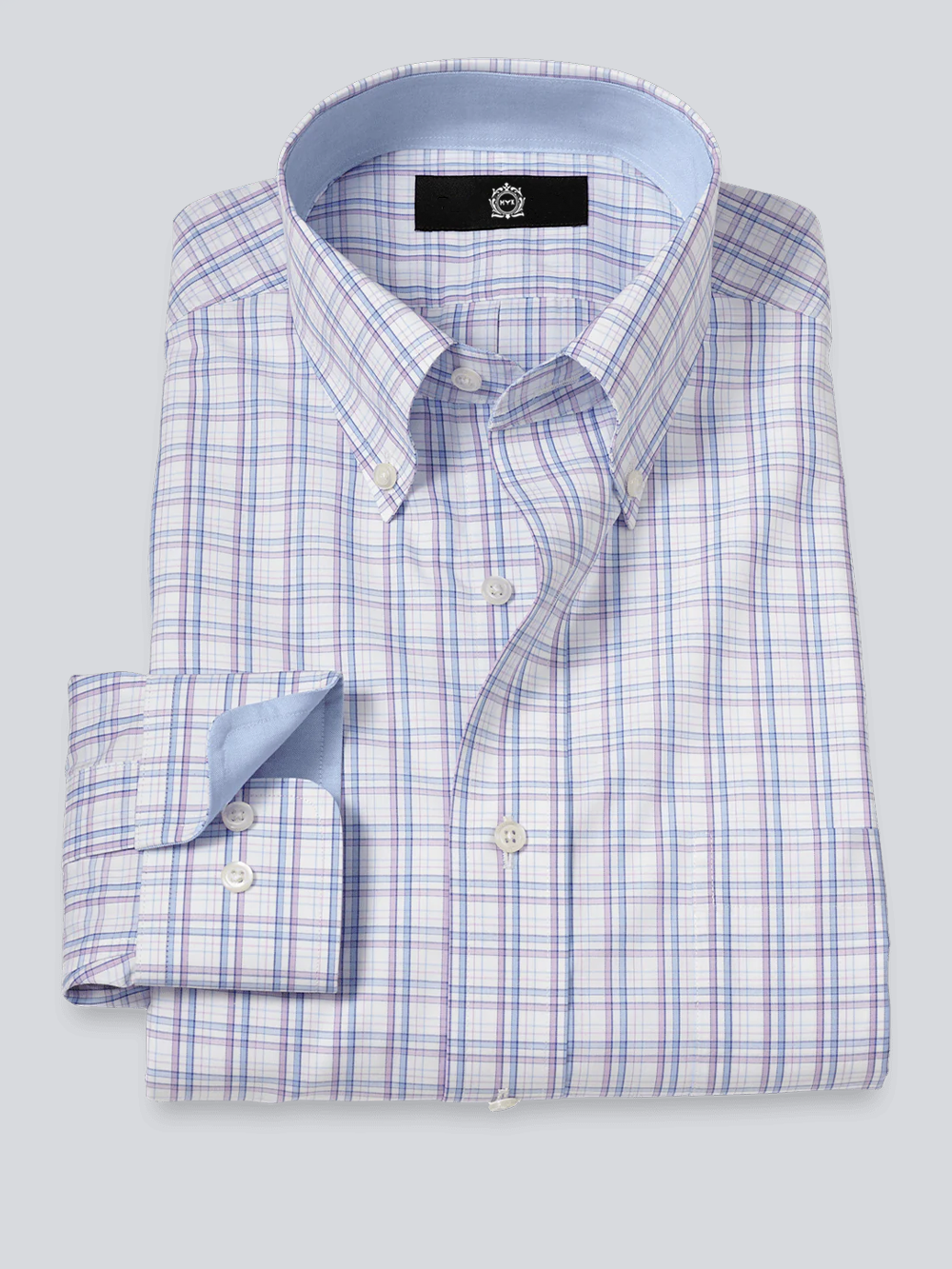 Wrinkle-Free Plaid Cotton Dress Shirt