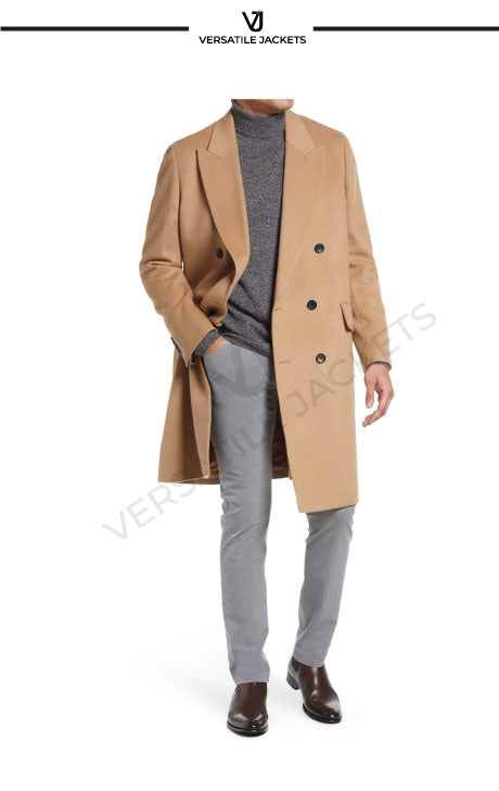 Thomas Wool and Cashmere Overcoat Camel