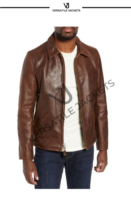 Waxed Naked Buffalo Leather Delivery Jacket