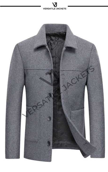 Men's Short Wool Blend Jacket 