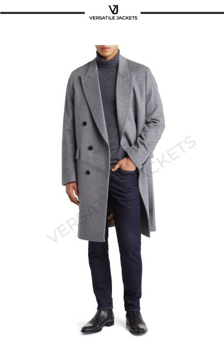 Thomas Wool and Cashmere Overcoat Light grey