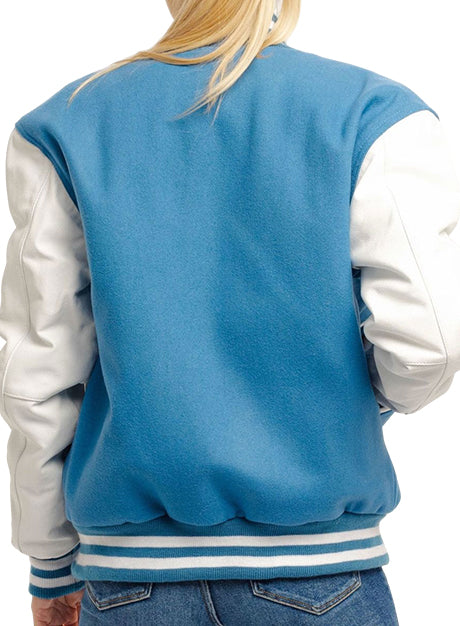 Newark Blue Wool Body & Bright White Leather Sleeves