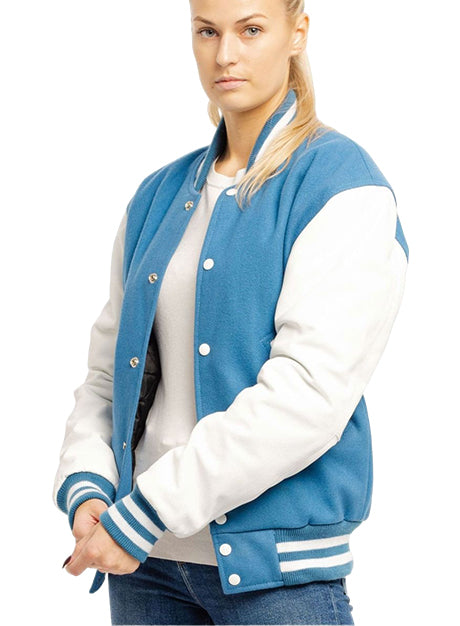 Newark Blue Wool Body & Bright White Leather Sleeves