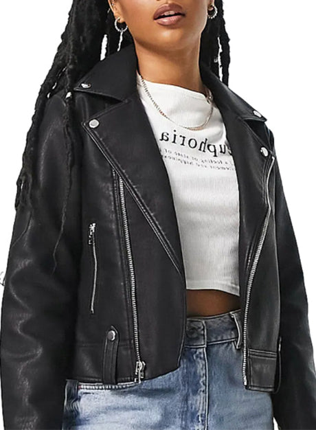 Faux Leather Biker Jacket - Versatile Jackets