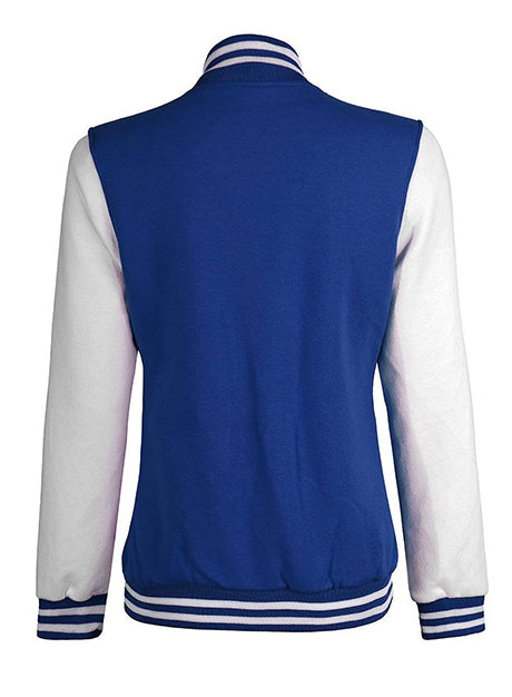 Women Royal Blue and White Varsity Jacket