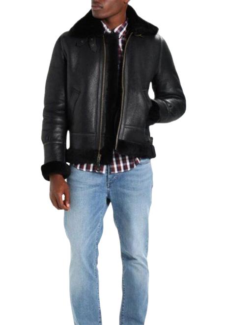 Men’s Black Shearling Leather Jacket