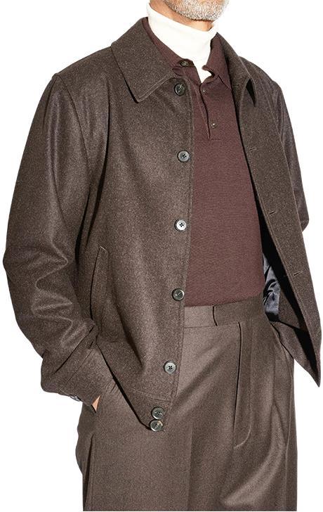 Brown Flannel Button-Through Jacket