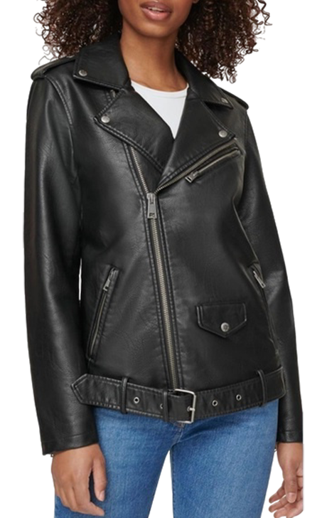 Longline Belted Faux Leather Moto Jacket