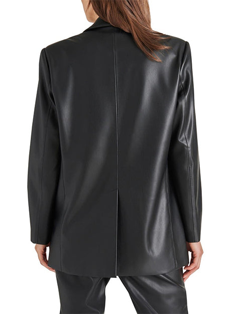 Faux Leather Casual Blazer - Versatile Jackets