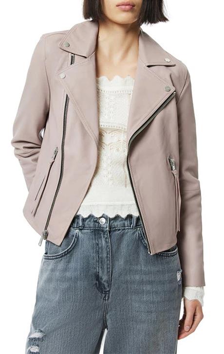 Dalby Leather Biker Jacket | Blush Taupe