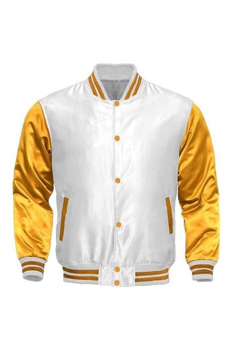 WHITE AND GOLD SATIN JACKET - Versatile Jackets