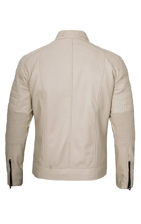 Men's Beige Biker Jacket