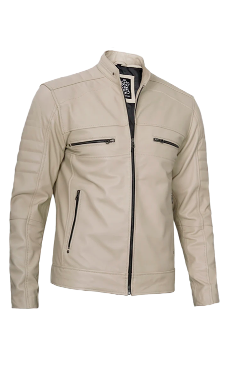 Men's Beige Biker Jacket